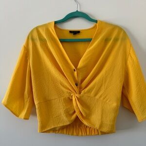 Yellow cropped dressy summer top